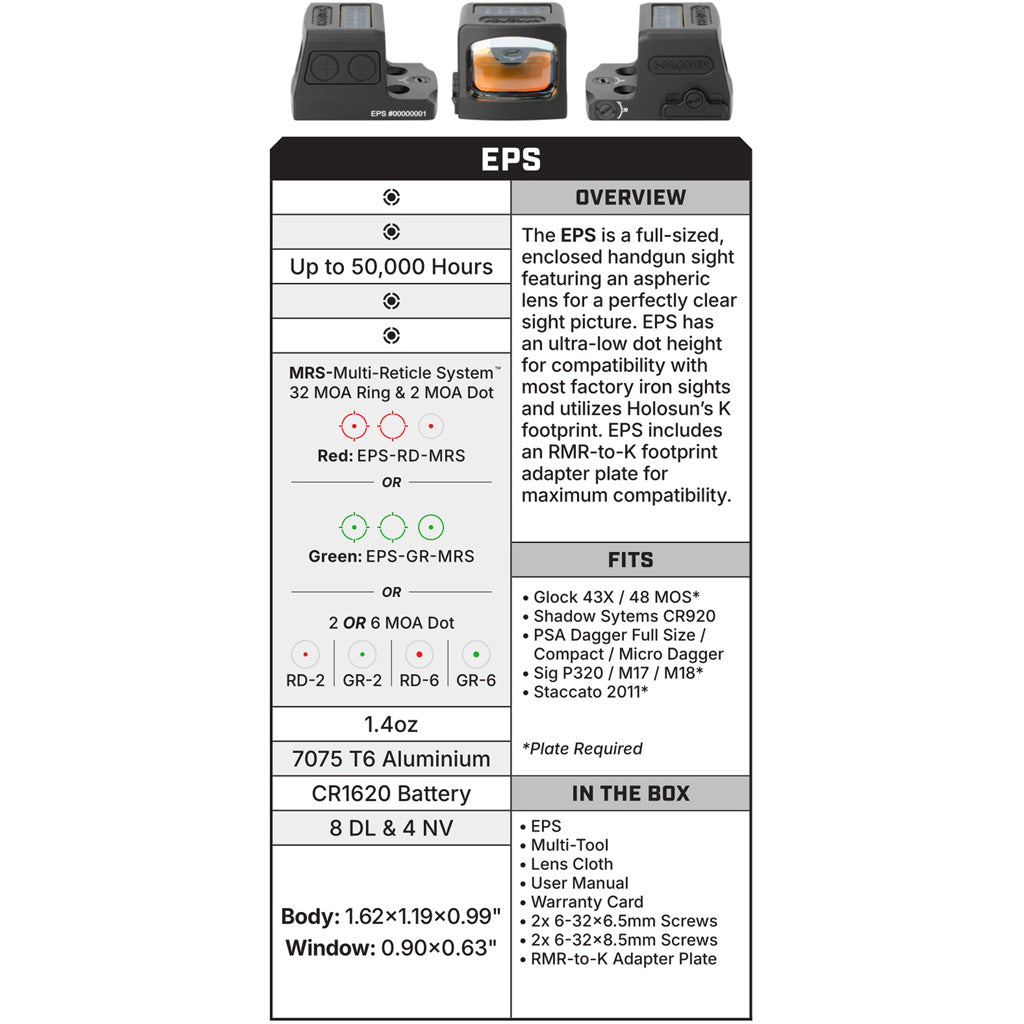 Holosun EPS Enclosed Pistol Sight - Alternate View 3