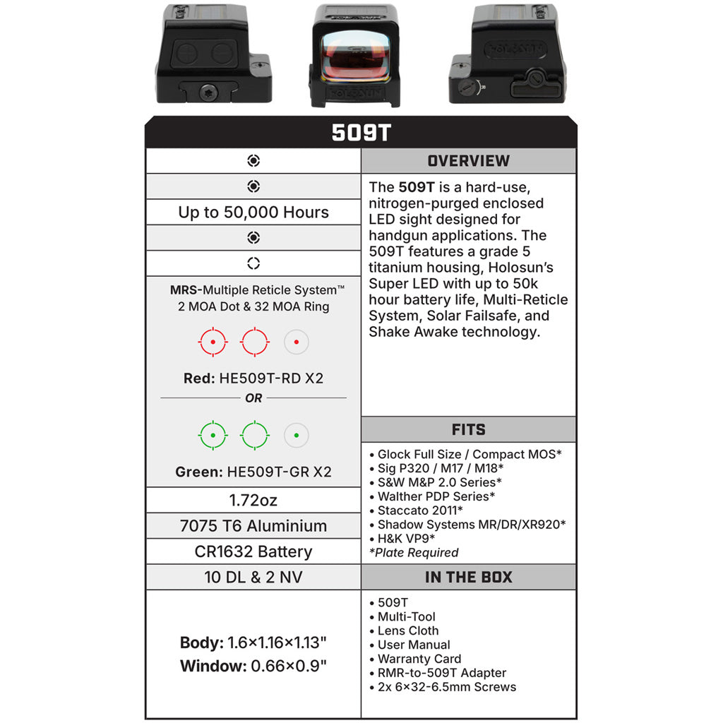 Holosun HE509T-X2 Enclosed Reflex Sight - Alternate View 3