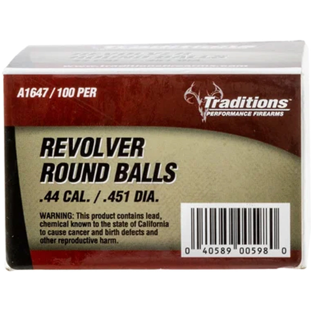 Traditions Revolver Round Balls in .44 Cal. - .451 Dia 140 gr. 100 pk. - Front View