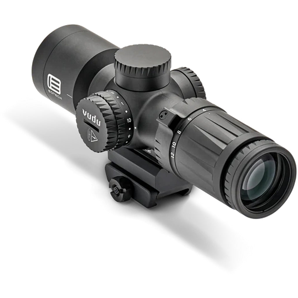 EOTech Vudu FFP Ultra Short Rifle Scope in BLK 4-12X36mm MD5 MRAD Reticlew/Integrated Mount - Front View