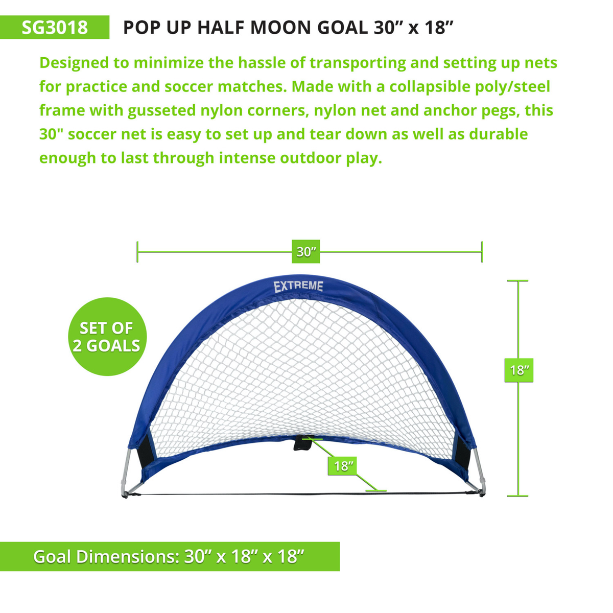 Champion Sports Extreme Soccer Pop-Up Half Moon Goals, Pair - Alternate View 6