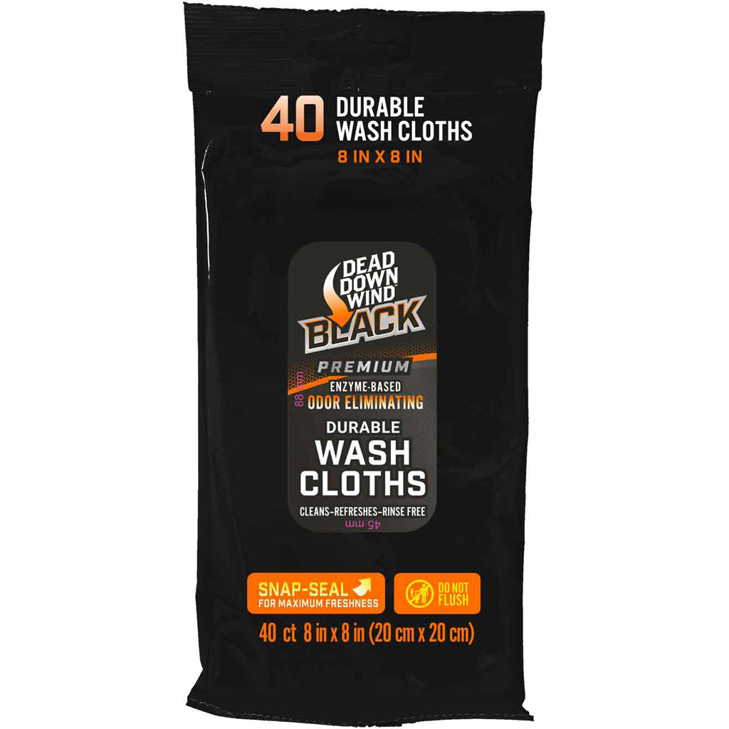 Dead Down Wind BLACK Premium Field Wash Cloths - Front View