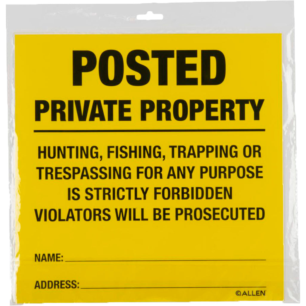 Allen Posted No Trespassing Signs - Front View