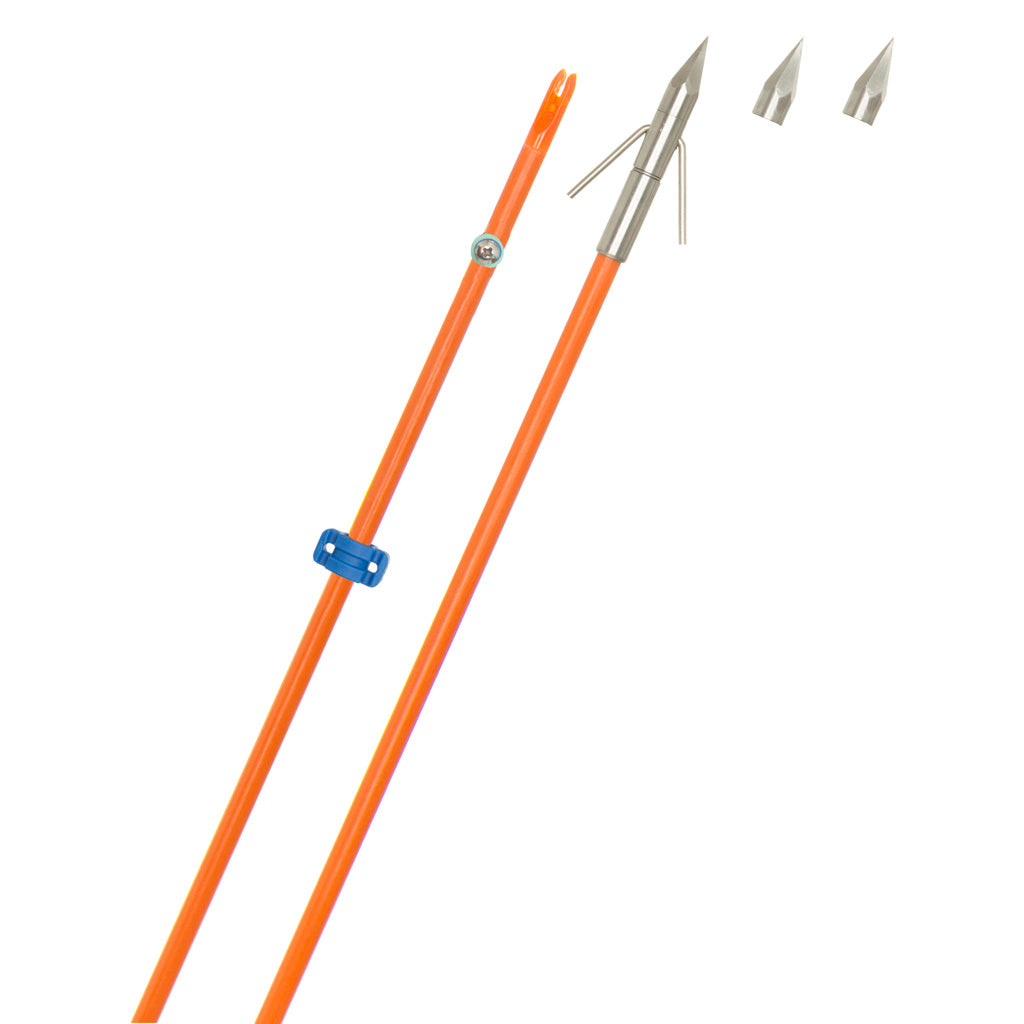 Fin-Finder Fin Finder Raider Pro Bowfishing Arrow in Orange with Big Head Pro Point - Front View
