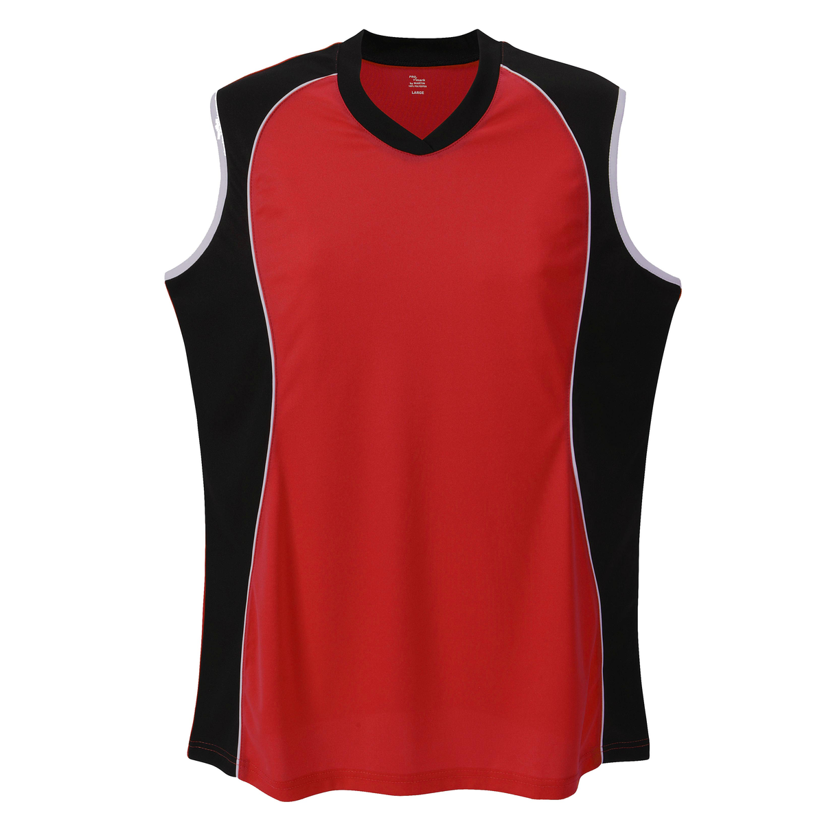 Martin Sports Women's Sleeveless V Neck Softball Jersey, Moisture Management in Red Youth L - Front View