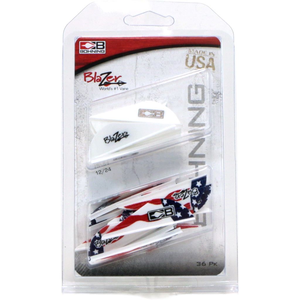 Bohning Blazer Vane Combo in White/American Flag 36 pk. - Front View