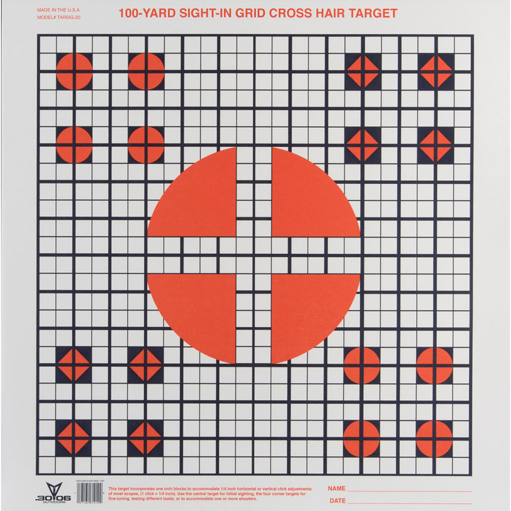 30-06 Sight in Grid Target - Front View