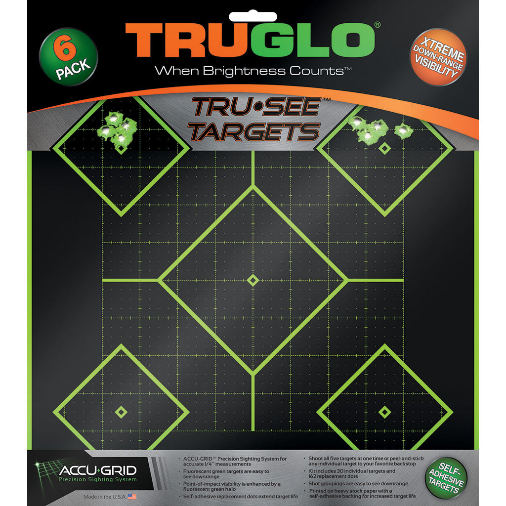 TruGlo TruSee Splatter 5-Diamond Target in Green 12x12 6 pk. - Front View