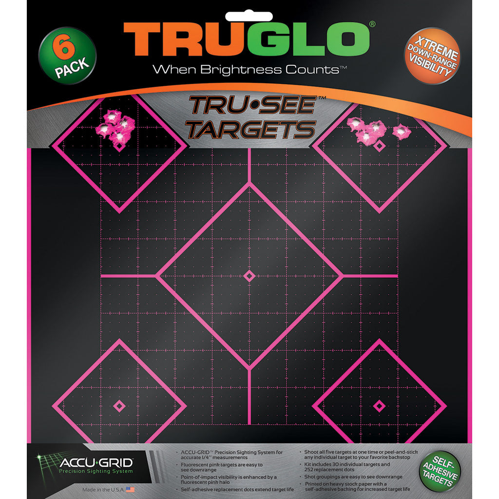 TruGlo TruSee Splatter 5-Diamond Target in Pink 12x12 6 pk. - Front View