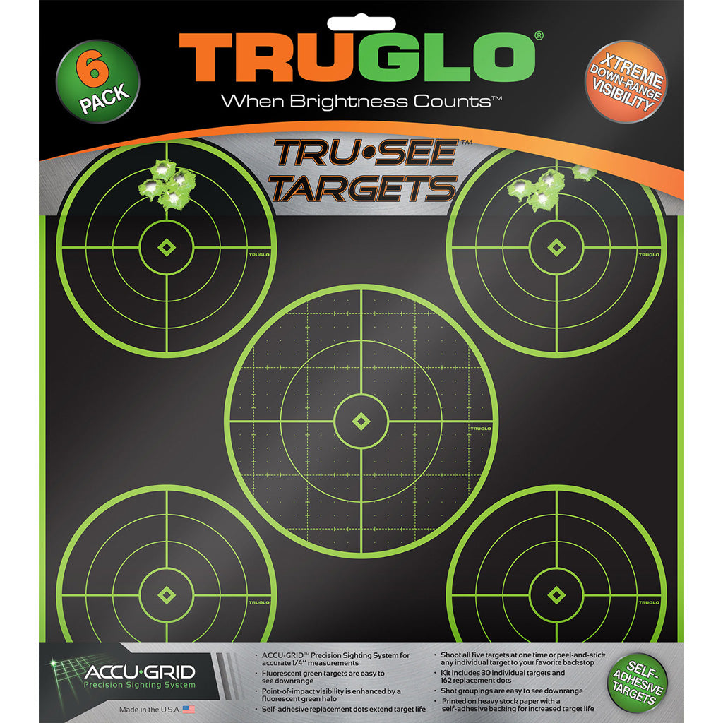 TruGlo TruSee Splatter 5-Bullseye Target in Green - Front View