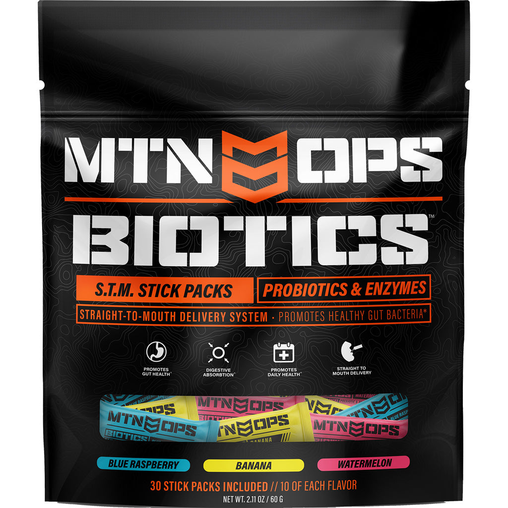 MTN Ops Biotics in STM Stick Pack 30 ct. - Front View