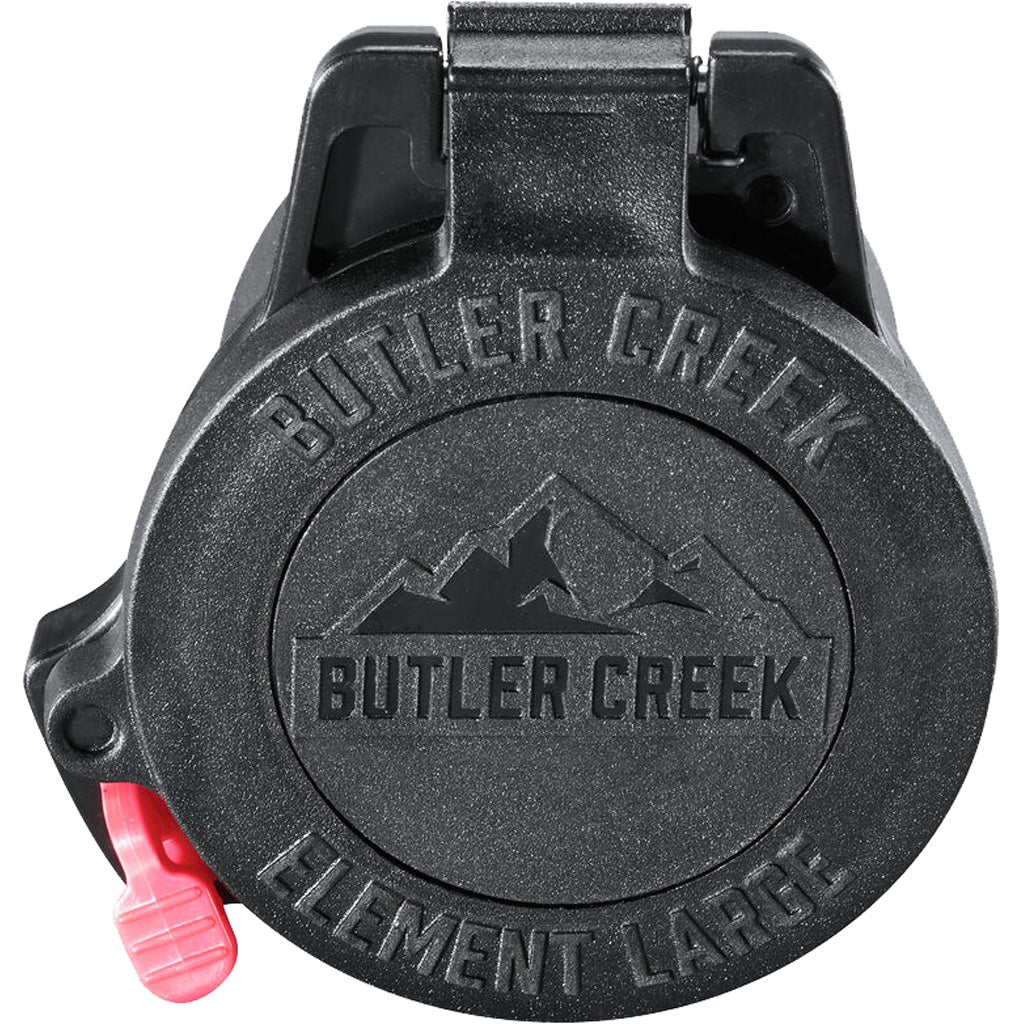 Butler Creek Element Scope Cap in Black Objective 44mm - Front View
