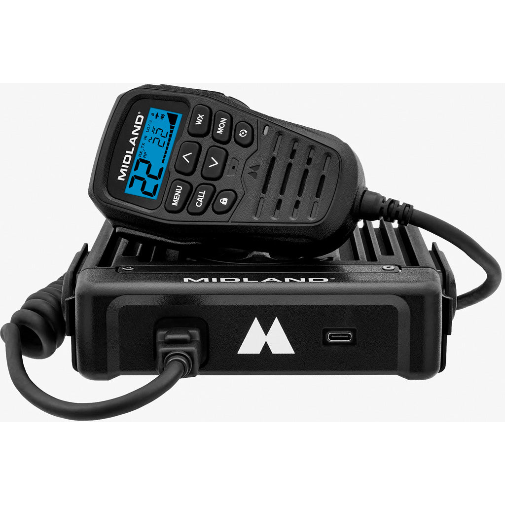 Midland 50 Watt Micro Mobile GMRS Radio in IP67 Waterproof - Front View
