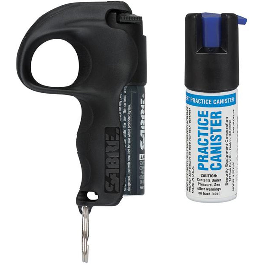 Sabre Easy Aim Pepper Spray w/Practice Spray in Black - Front View