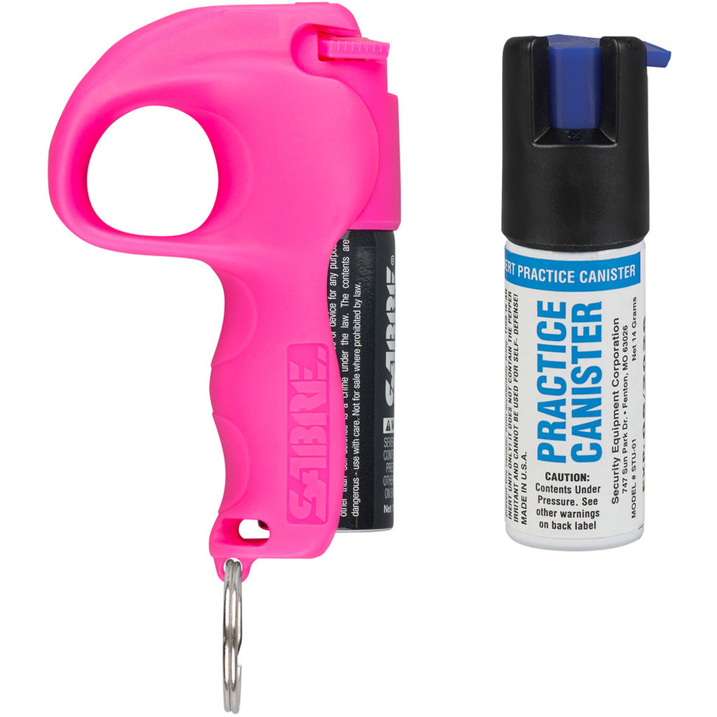 Sabre Easy Aim Pepper Spray w/Practice Spray in Pink - Front View