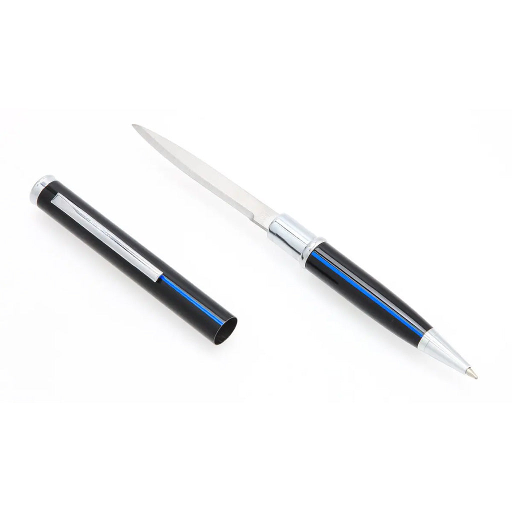 CobraTec Pen Knife in Fixed Blade Thin Blue Line - Front View