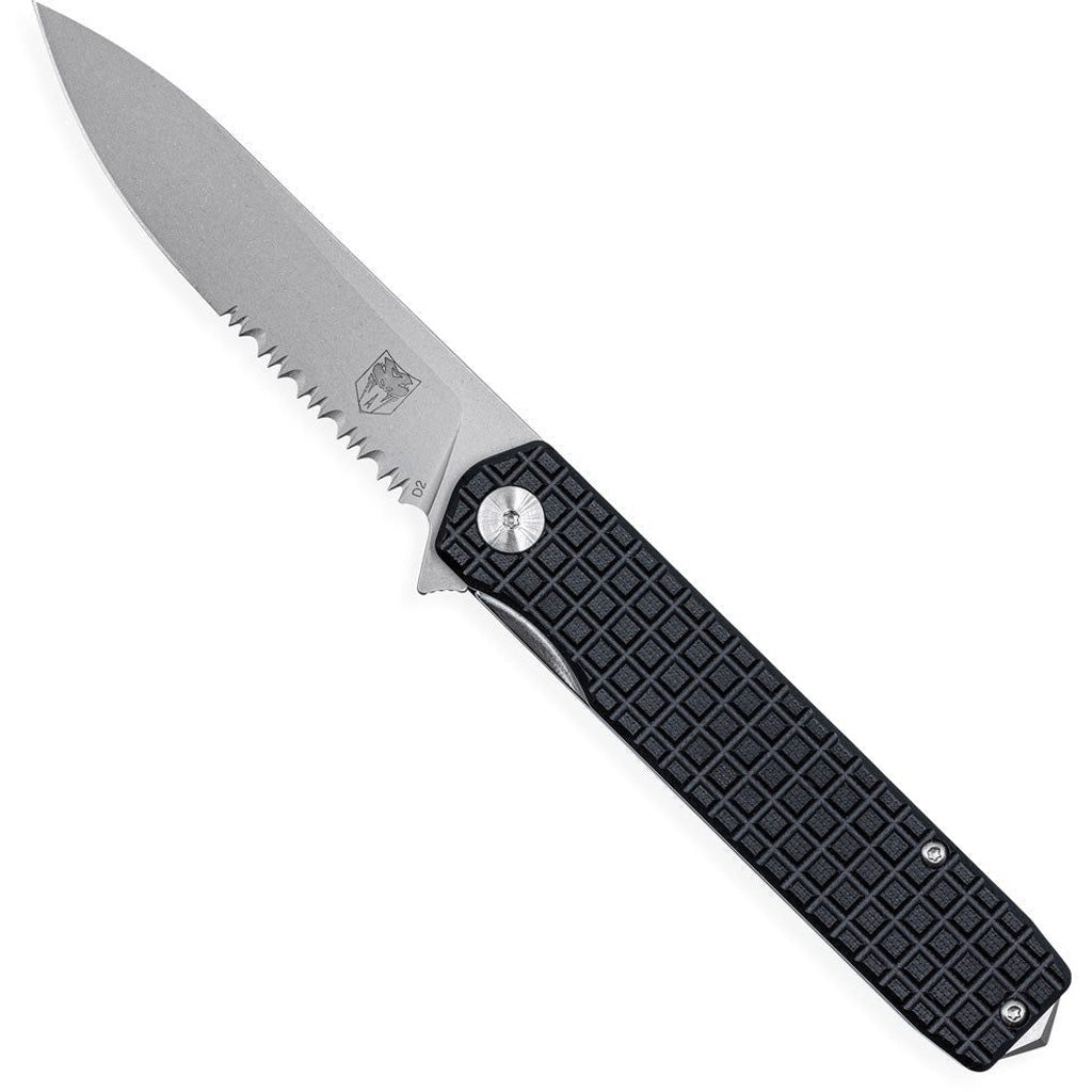 CobraTec Medium Kuzio Drop Folder Knife in Black - Front View
