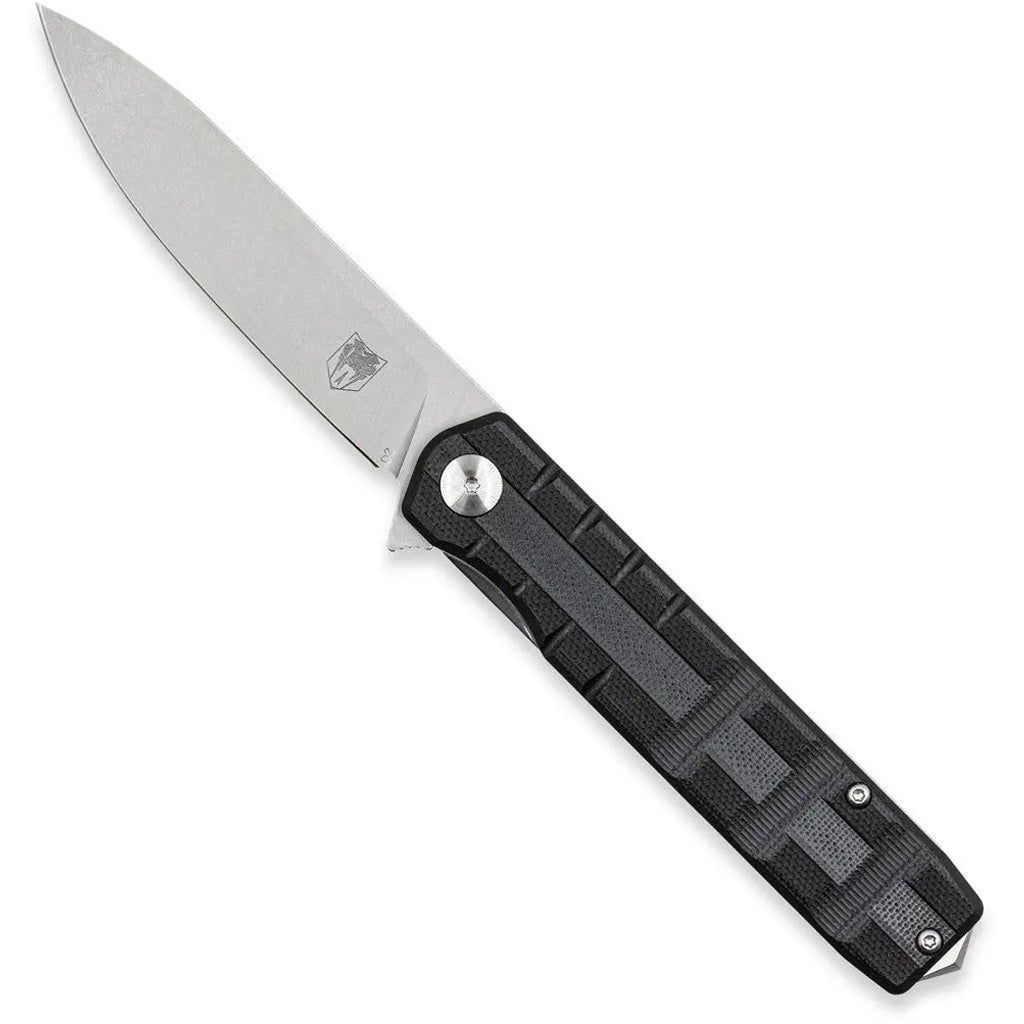 CobraTec Large Kuzio Drop Folder Knife in Black - Front View