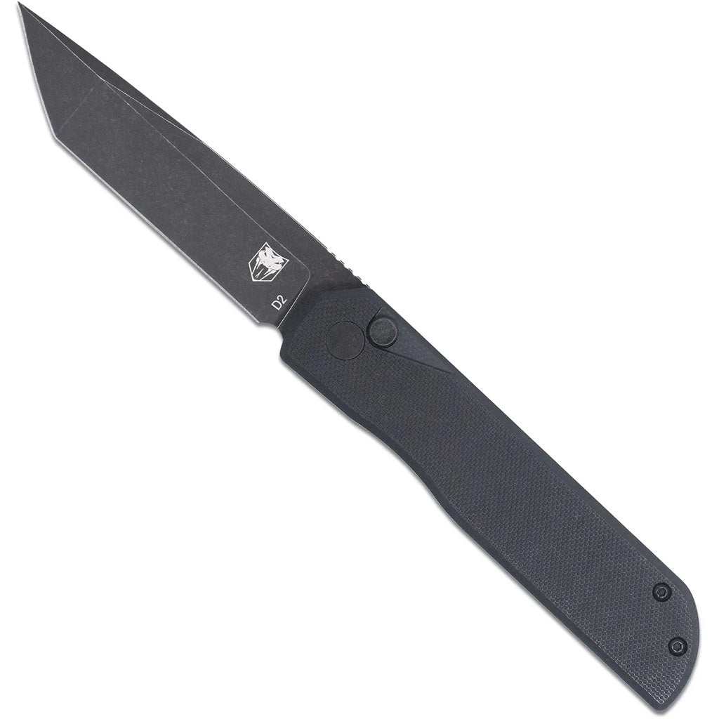 CobraTec Prowler G-10 BLock Tanto Bld Serr Knife in Black - Front View