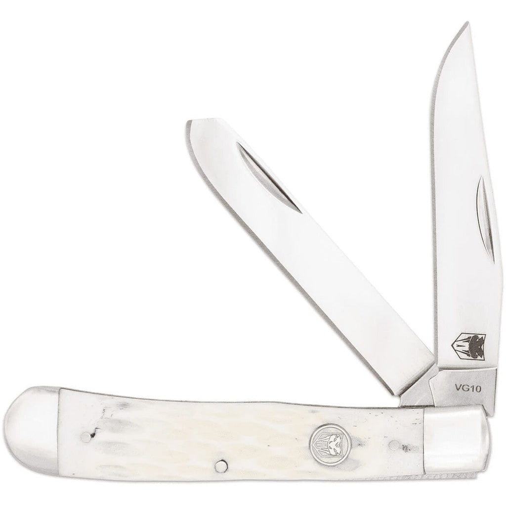 CobraTec Traditional Trapper Knife in White - Front View