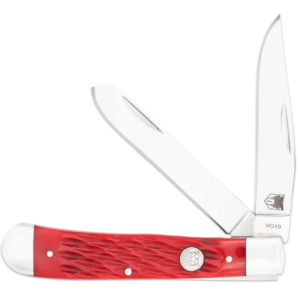 CobraTec Traditional Trapper Knife in Red - Front View