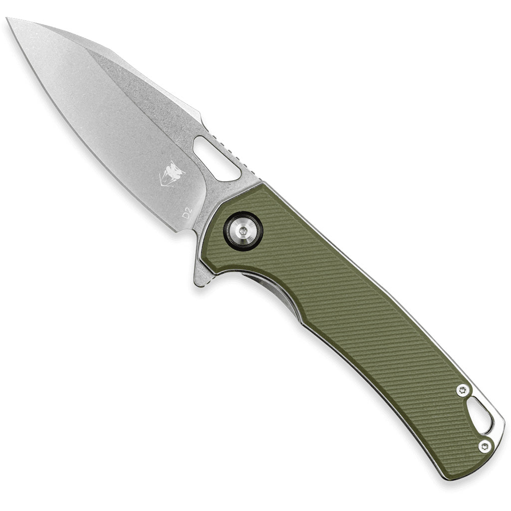 CobraTec Wolverine Liner Lock Drop Knife in Olive - Front View