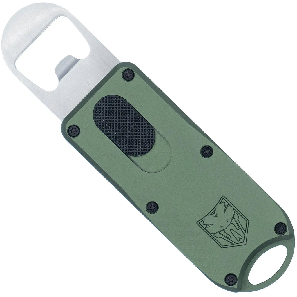 CobraTec OTF Bottle Opener in Olive - Front View