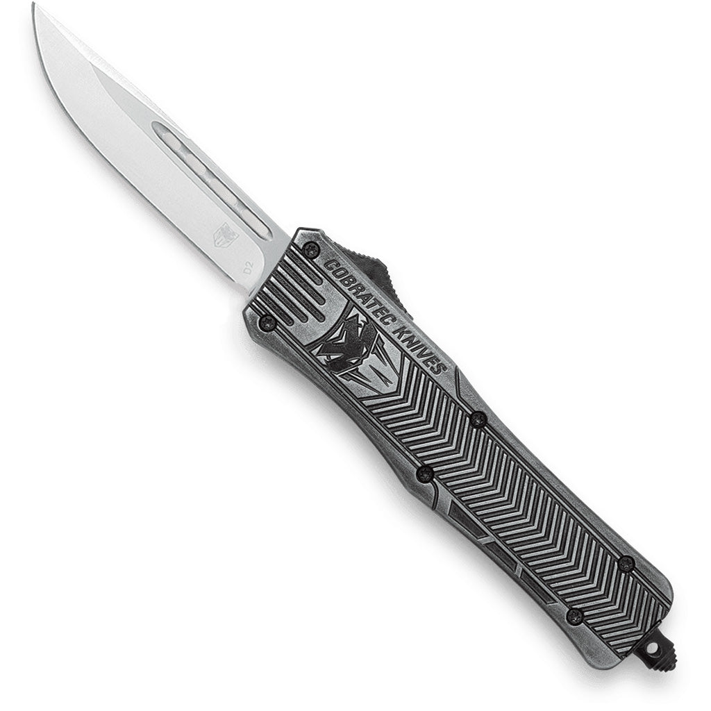 CobraTec Medium CTK-1 OTF Knife in Grey - Front View