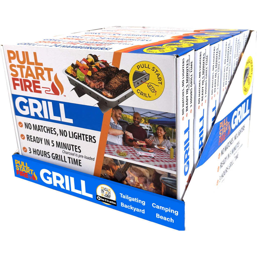 Pull Start Fire Grill Shelf Display - Front View