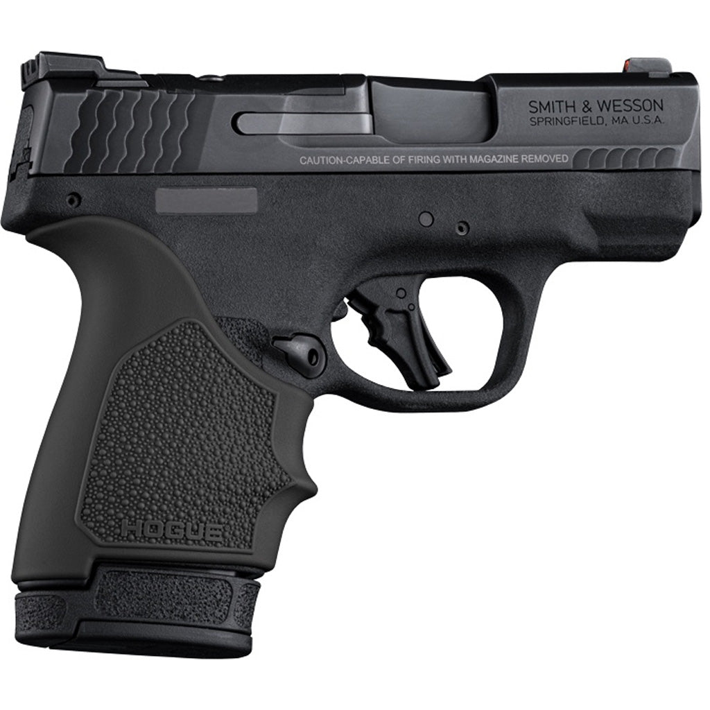 Hogue HandAll Beavertail Grip Sleeve in S&W M&P 9 Shield Plus Black - Front View