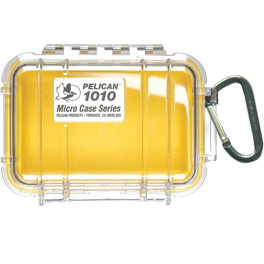 Pelican Waterproof 1010 Micro Case in Yellow/Clear - Front View