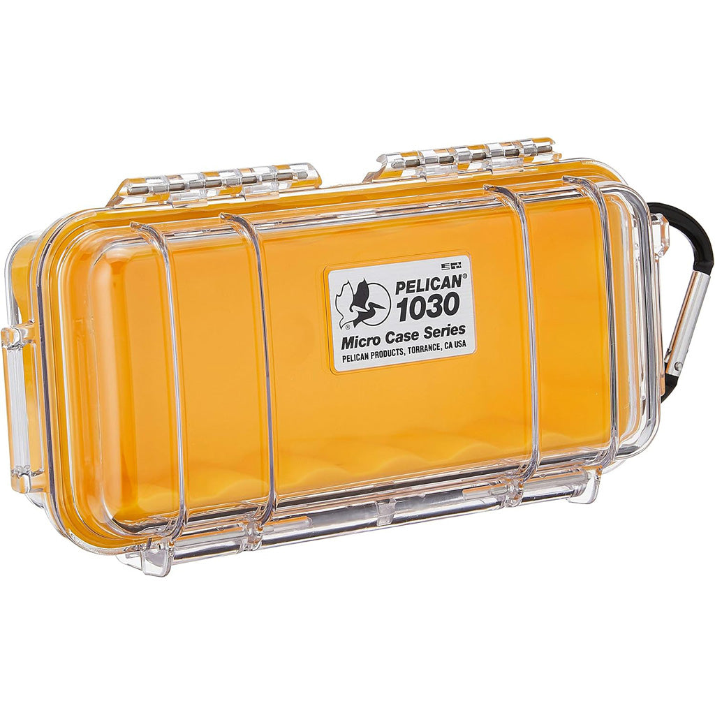 Pelican Waterproof 1030 Micro Case in Yellow/Clear - Front View