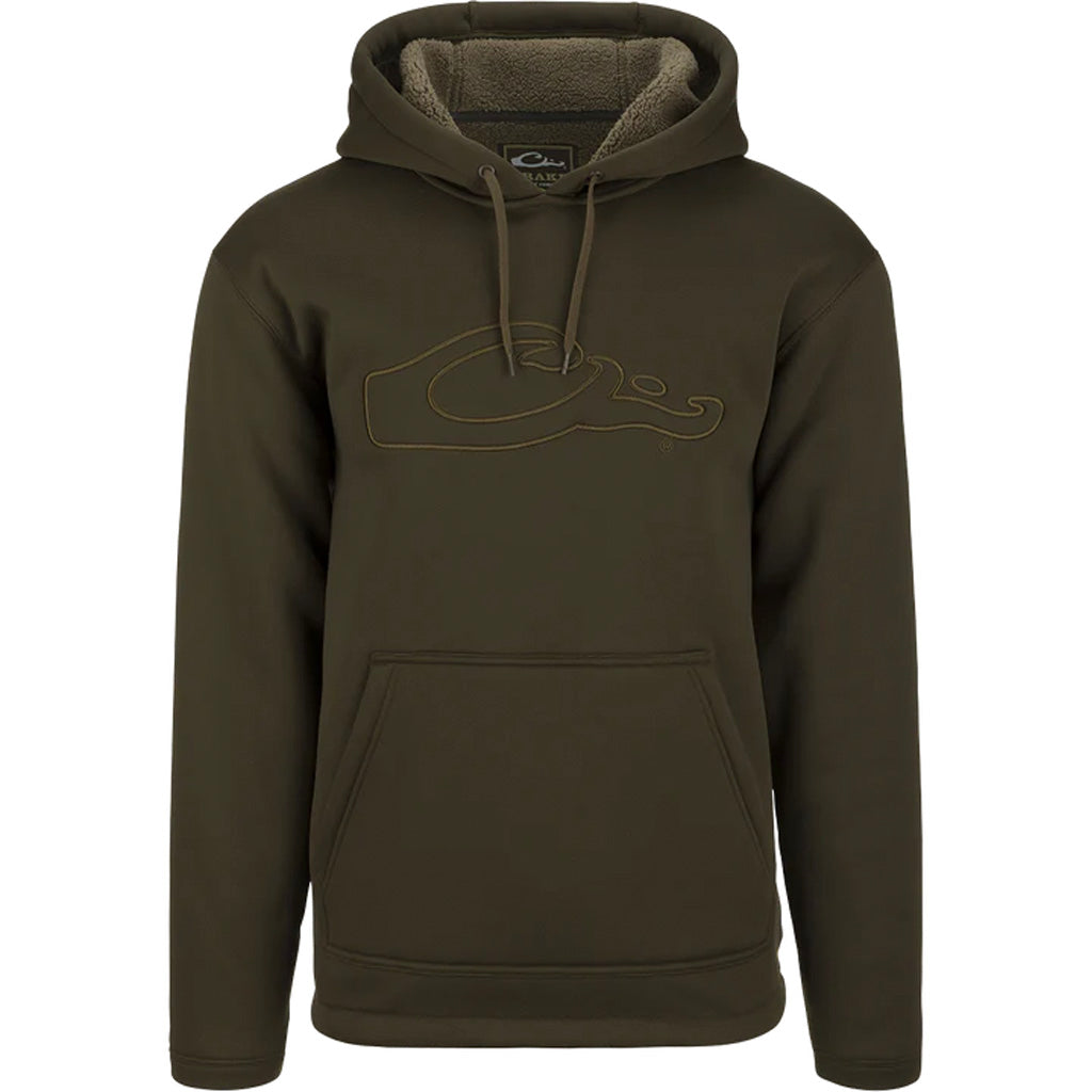 Drake Waterfowl Drake Silencer Hoodie in Brown Men's Large - Front View