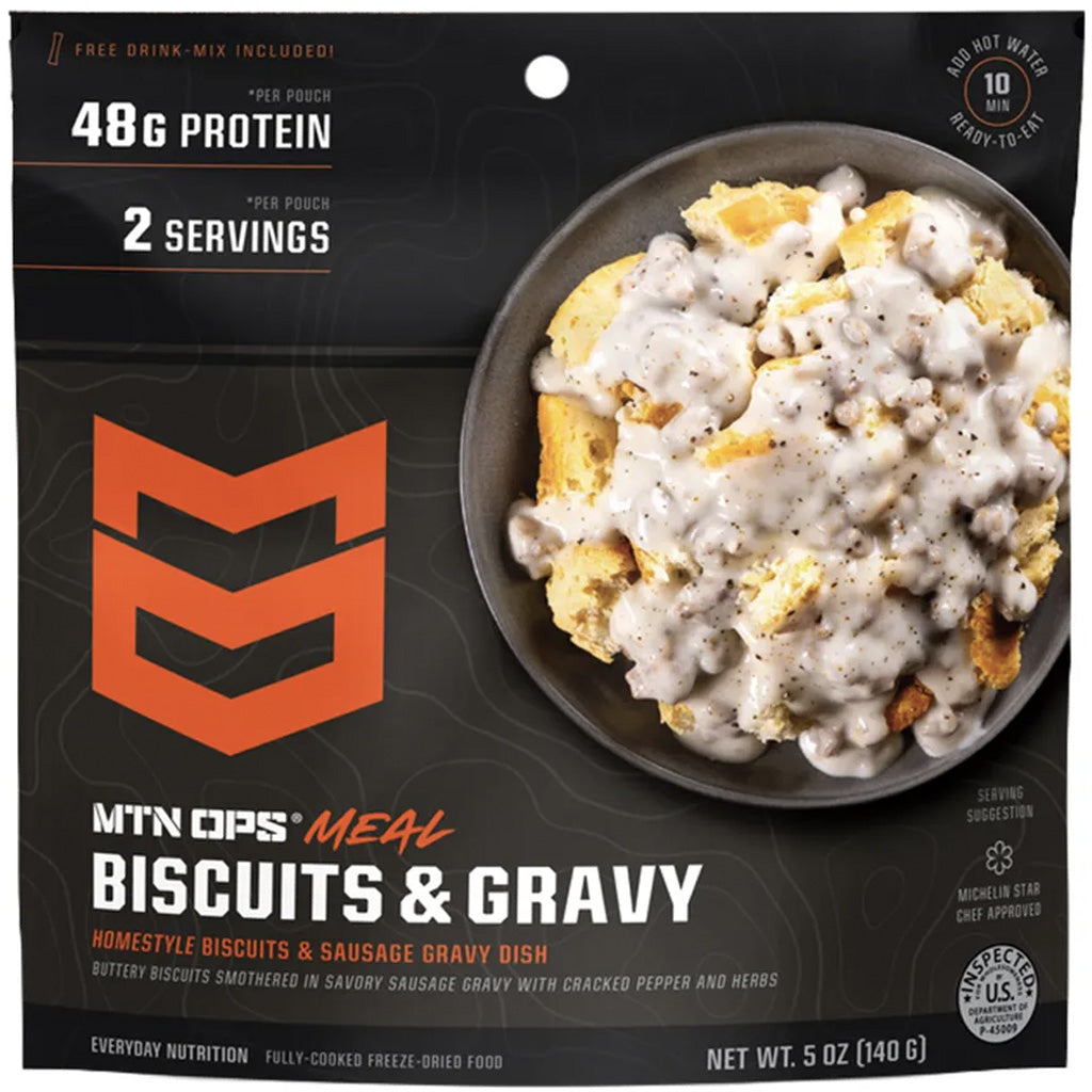 MTN Ops Freeze Dried Meal in Biscuits and Gravy 2pk - Front View