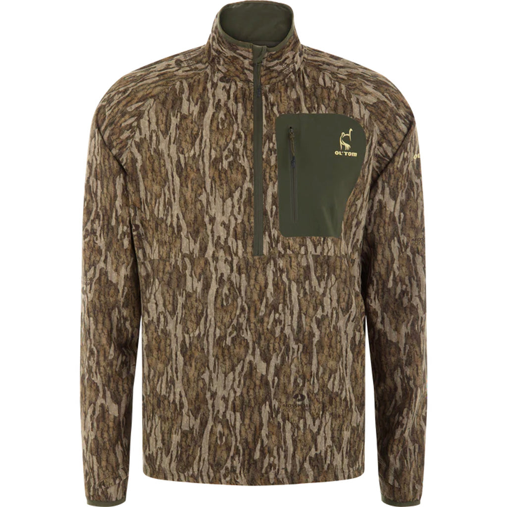 Drake Waterfowl Drake Ol' Tom SWT Half Zip Pullover in Mossy Oak Bottomlands Camo Men's Medium - Front View