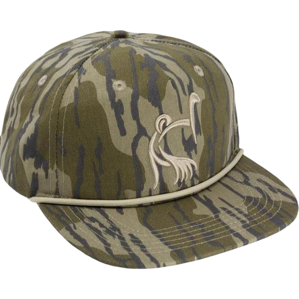 Drake Waterfowl Drake Lost + Ol' Tom Goat Rope 3D Puff Hat in Mossy Oak Bottomlands Camo - Front View