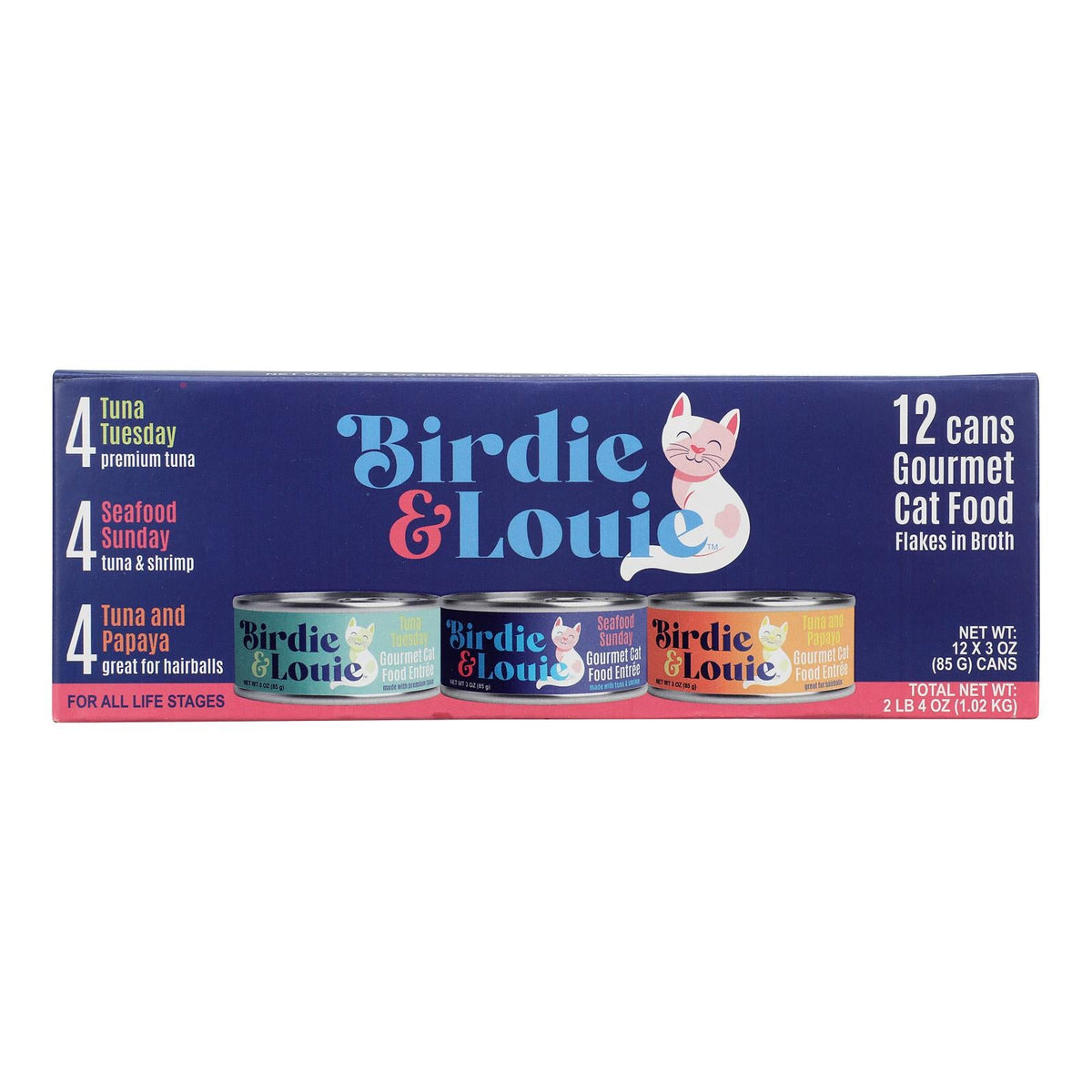 Birdie And Louie Cat Food - Wet 3 Varieties - 12 Count Case of 6