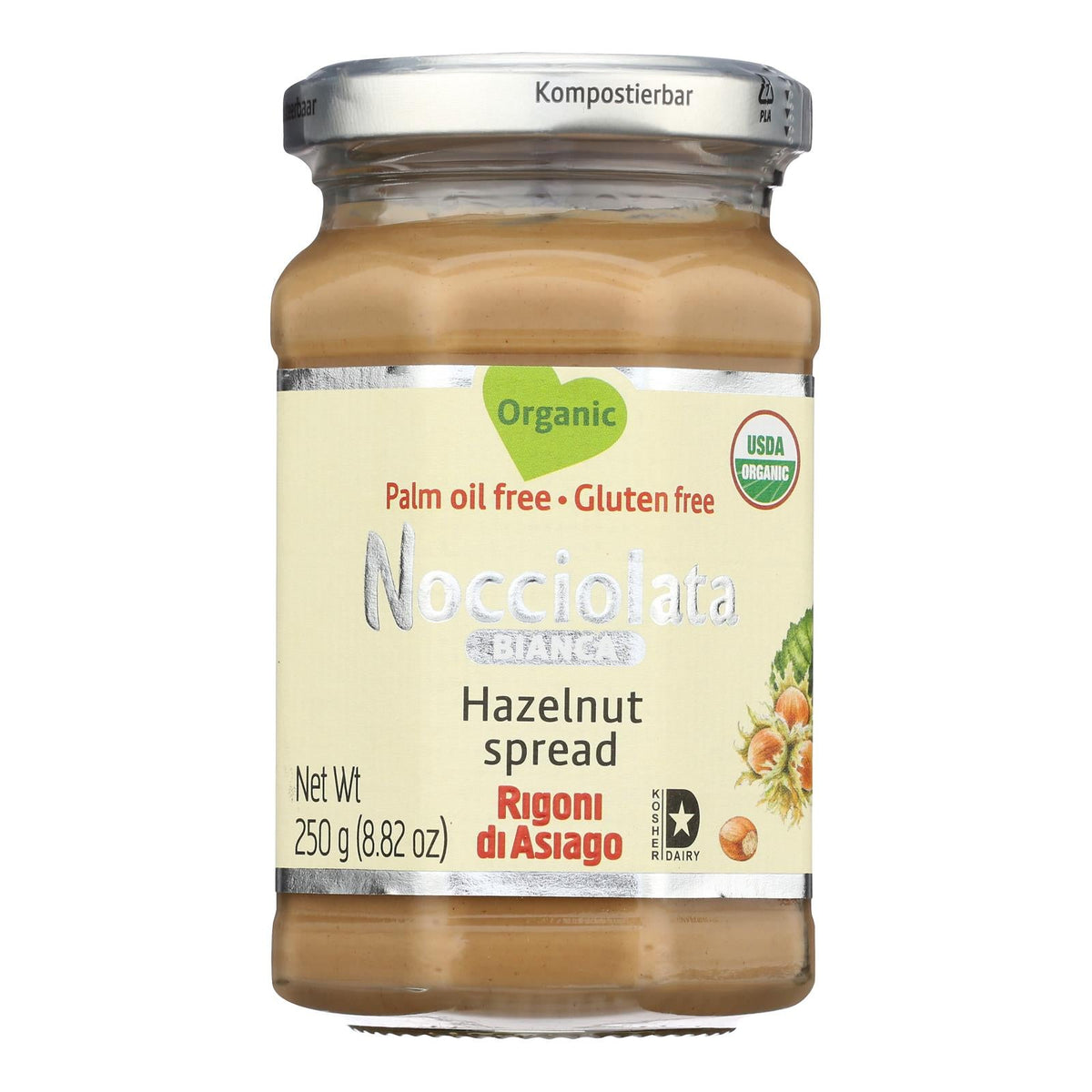 Nocciolata Organic Bianca Hazelnut Spread, 8.82 oz (Case of 6)