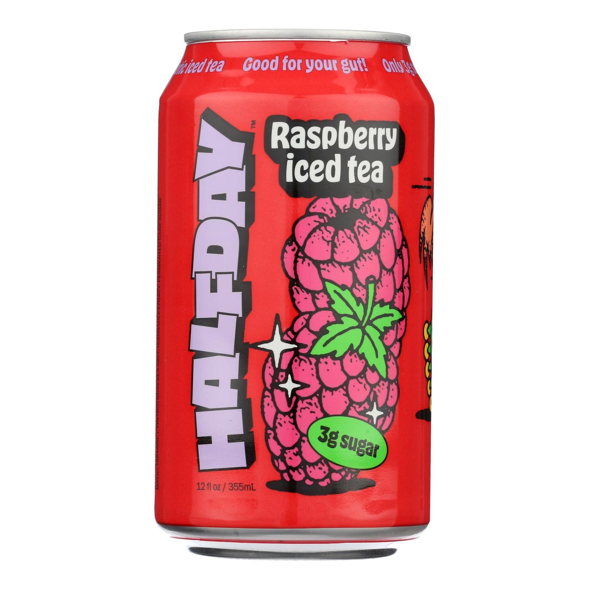Halfday Tea Prebiotic Raspberry Iced - 12-12 Fl Oz Case (12 Pack)