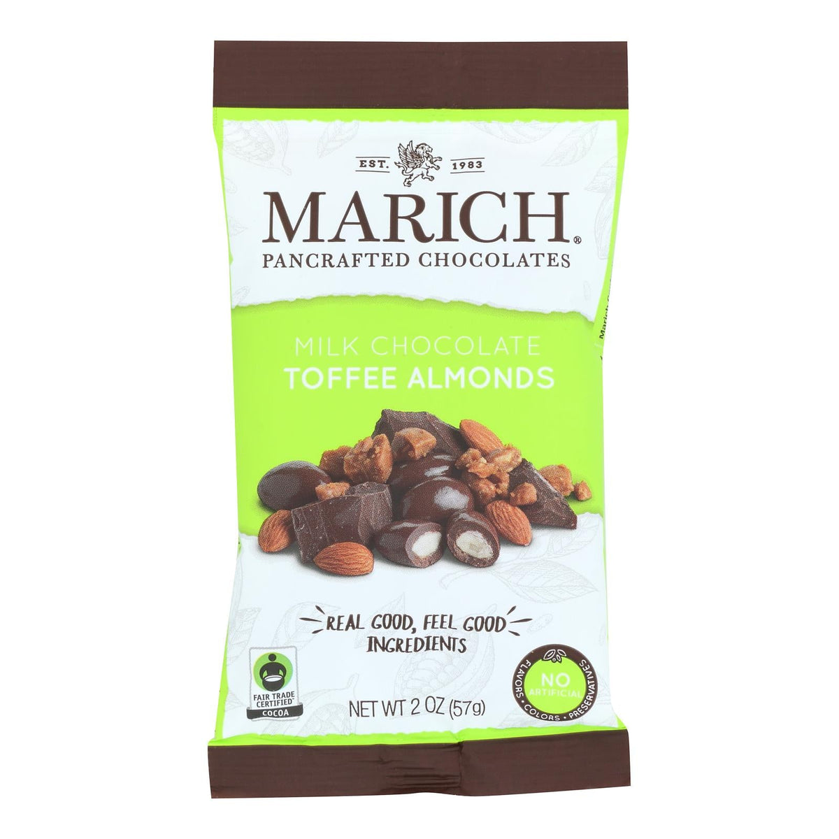 Marich Almonds Toffee Milk Chocolate | Case of 12 | 2 Ounce Bags | Premium Treats