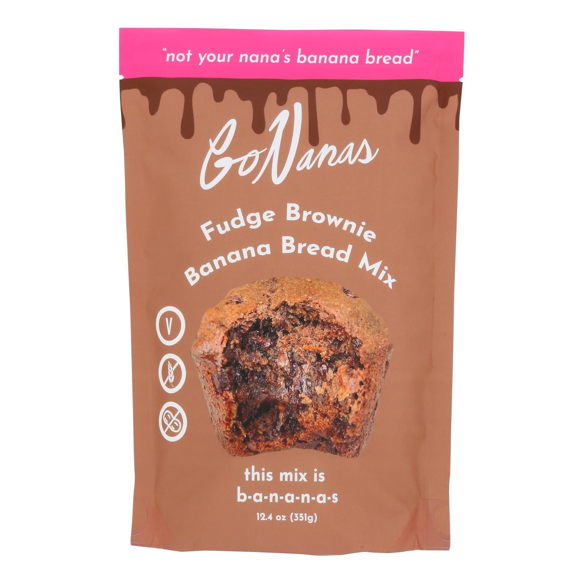 GoNanas Banana Bread Mix, Fudge Brownie, 12.4 oz (Case of 6)