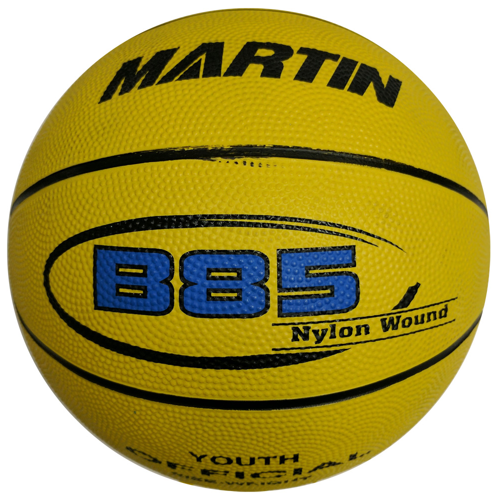 Martin Sports Rainbow Rubber Basketball, Junior Size 5 in Yellow - Front View