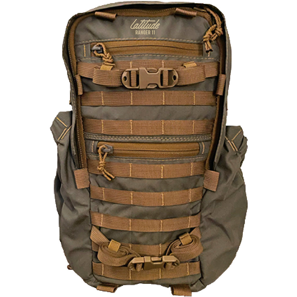 Latitude Outdoors Latitude Ranger 11 Backpack in Grey/Tan - Front View