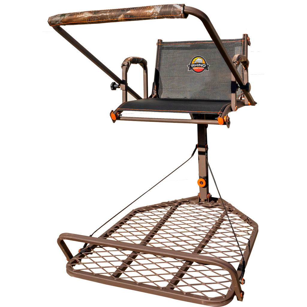 Rhino Blind Rhino Hang On Stand w/Shooting Rail - Front View