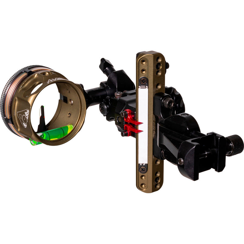 Axcel LANDSLYDE Picatinny Slider Sight Tac. BH in AVX-41 Ranger DBL Pin .010 Gr./Red Fiber - Front View