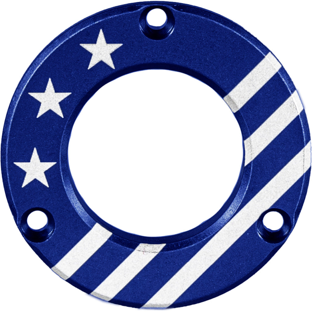Axcel Driver Hubcap Blue w/Engraving - Front View