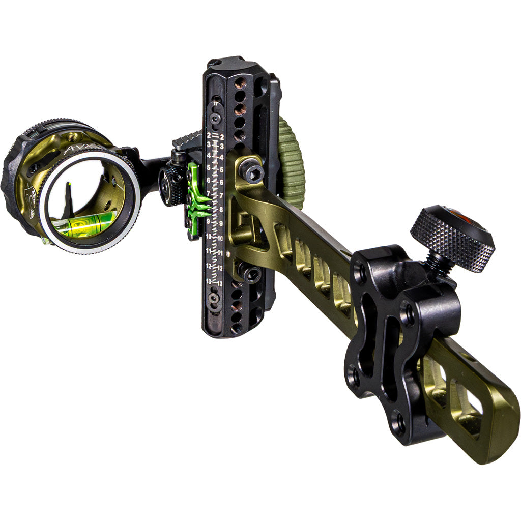 Axcel Driver Plus Slider Sight w/AVX-31 Scope in Tactical BH .019 Green Fiber Single Pin RH - Front View