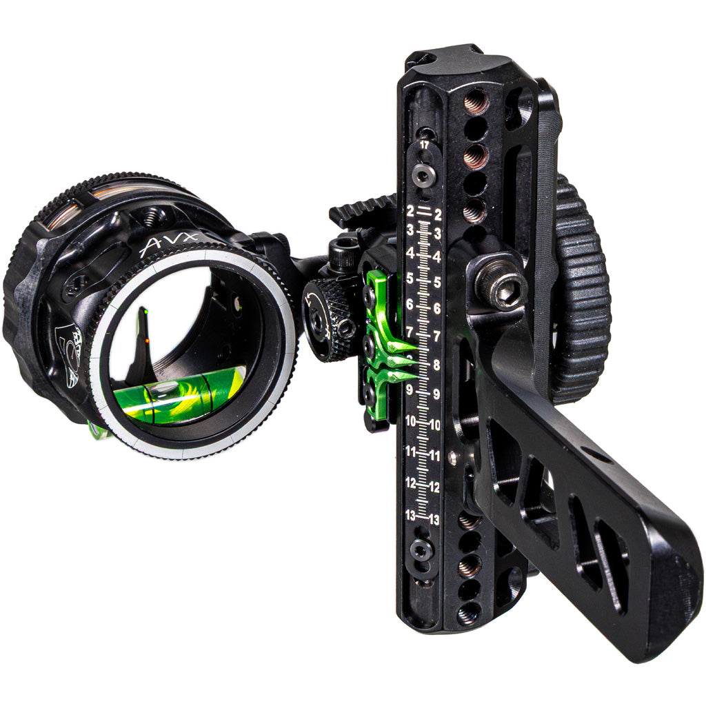 Axcel Driver Plus Slider Sight w/AVX-31 Scope in Stealth BH Bridge-Lock .019 Green/Red Fiber 2 Pin - Front View