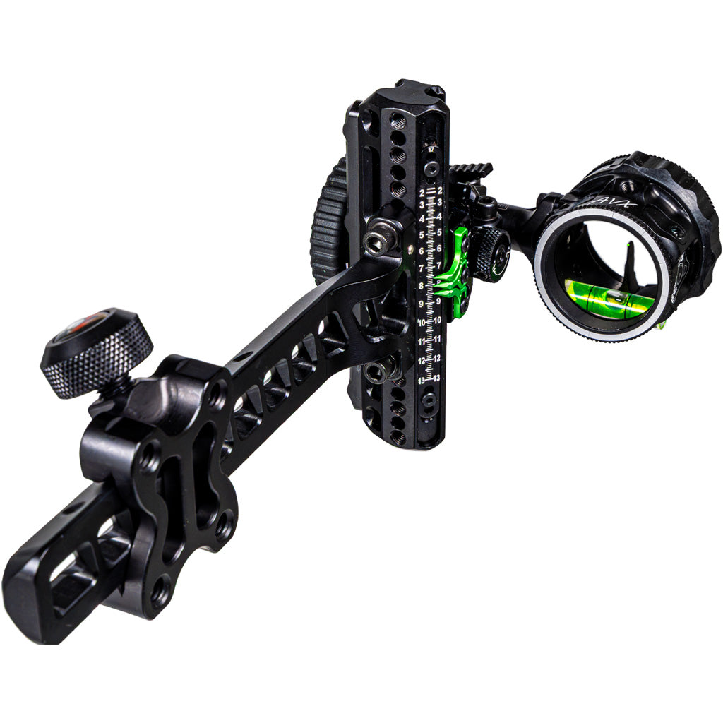 Axcel Driver Plus Slider Sight w/AVX-31 Scope in Stealth BH .019 Green Fiber Single Pin LH - Front View