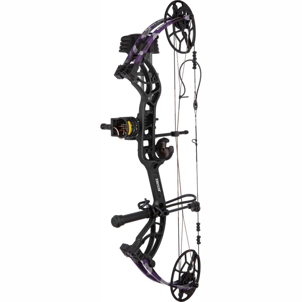 Bear Cruzer G4 RTH Bow Package in Black/Fred Bear Twilight 70 lbs. LH - Front View